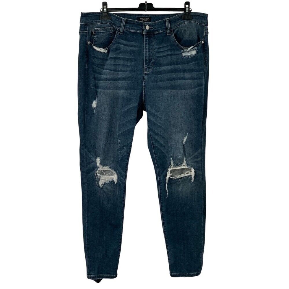 Judy Blue Women's Distressed Skinny Fit Jeans Dark Wash Denim Size 20W